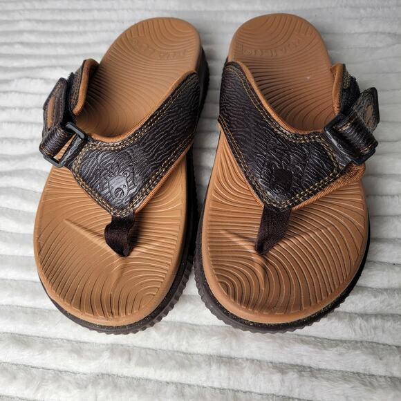 KuaiLu Men’s Comfort Sandals US 7 Brown Flip Flop Adjustable Strap Beach Shoes - Picture 1 of 6